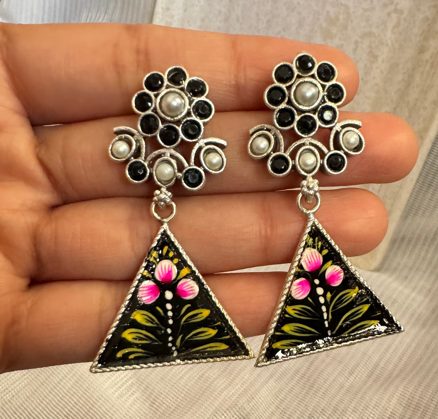 Black Meena Earrings