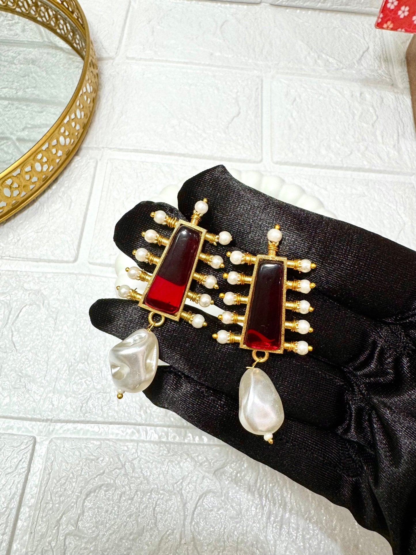 Ruby Linear Drop Earrings
