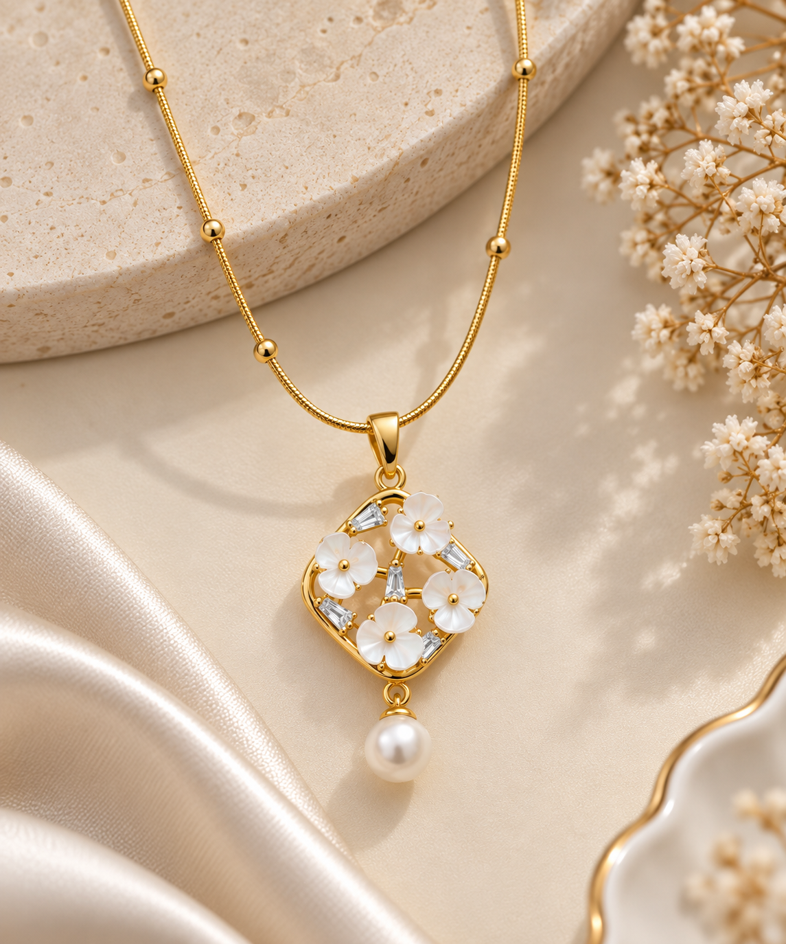 Anti-tarnish Petal necklace
