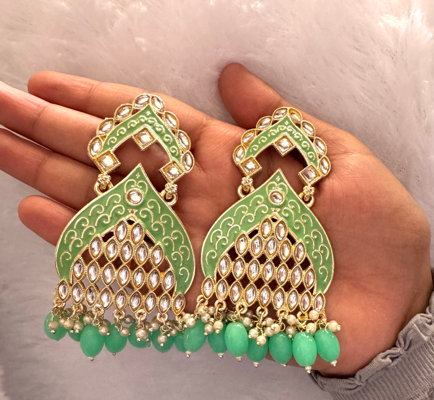 Green Jharokha Earrings