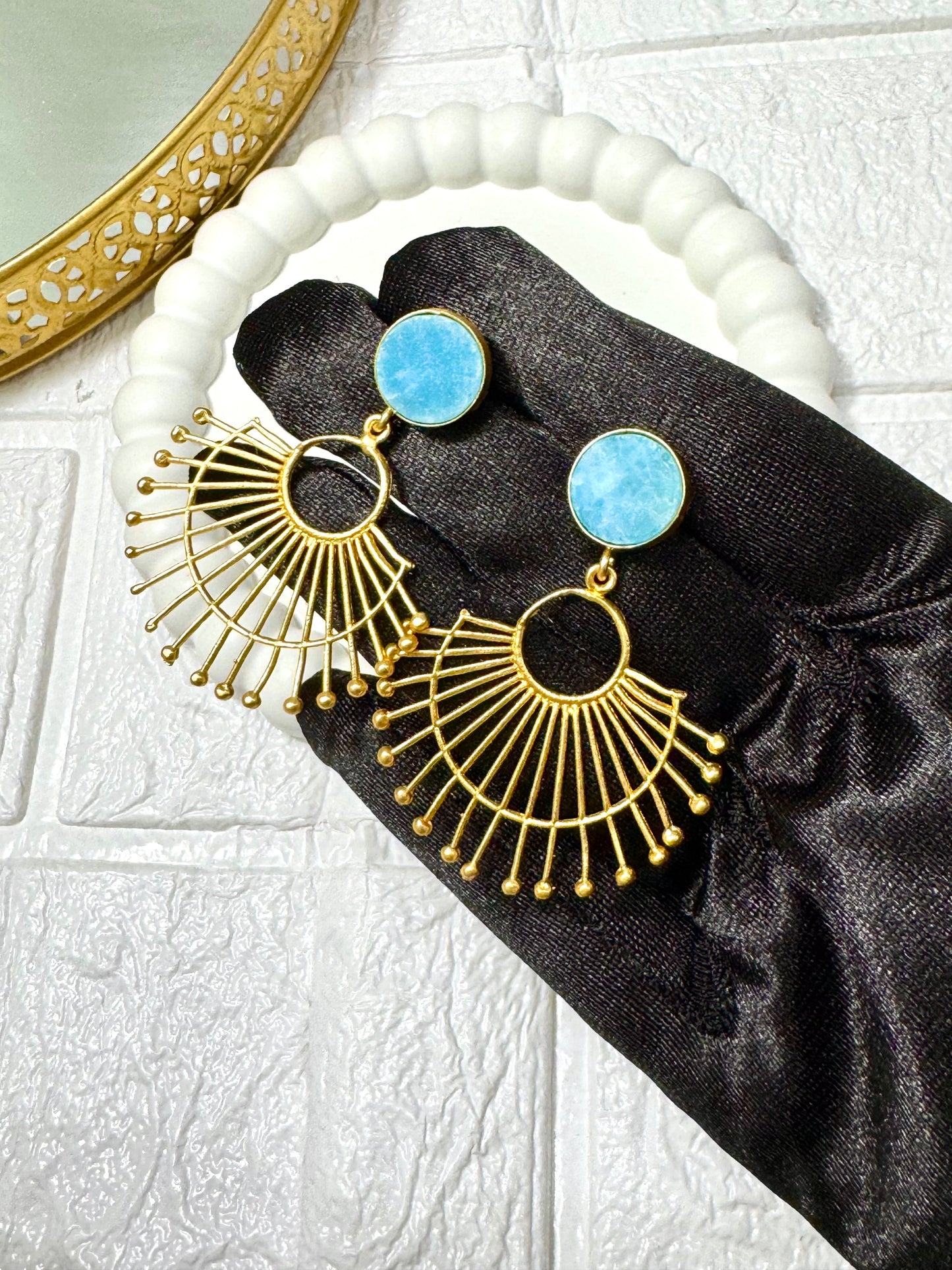 Blue Druzy Earrings