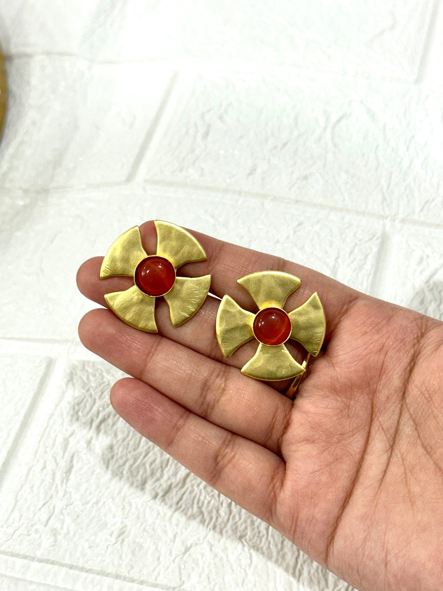 Orange Spinner Earrings