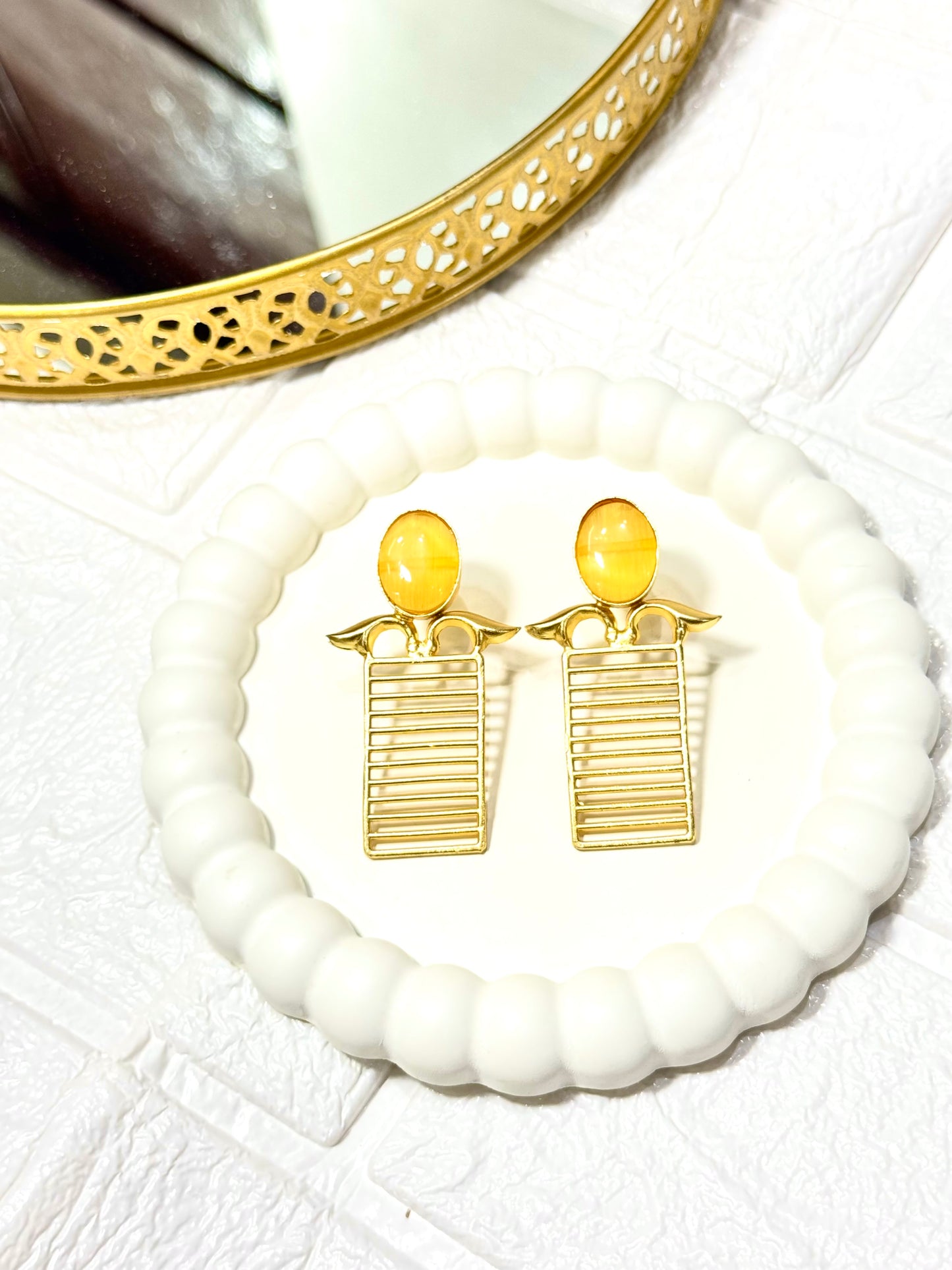 Yellow Geometric Statement Earrings