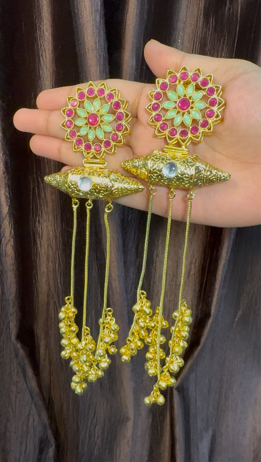 Magenta Apple Kashmiri Earrings