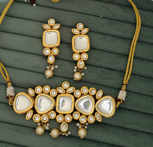 Golden Kundan Pearl Necklace