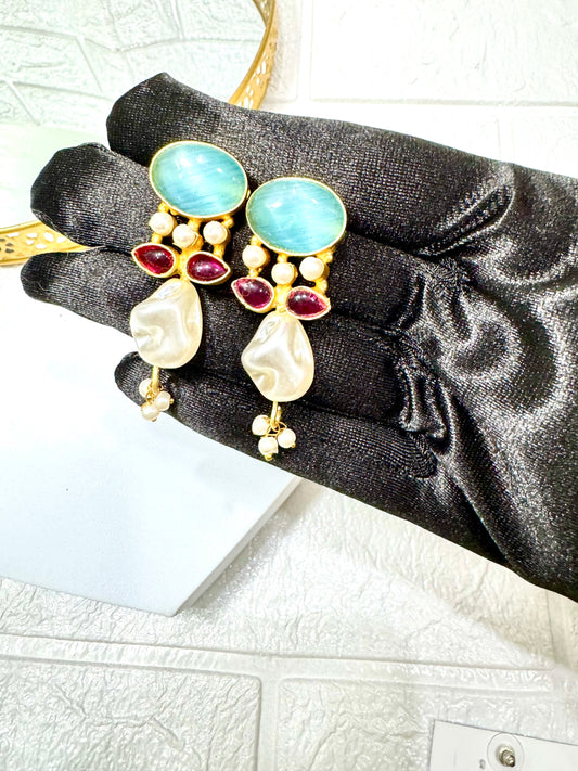 Blue Oval Earrings