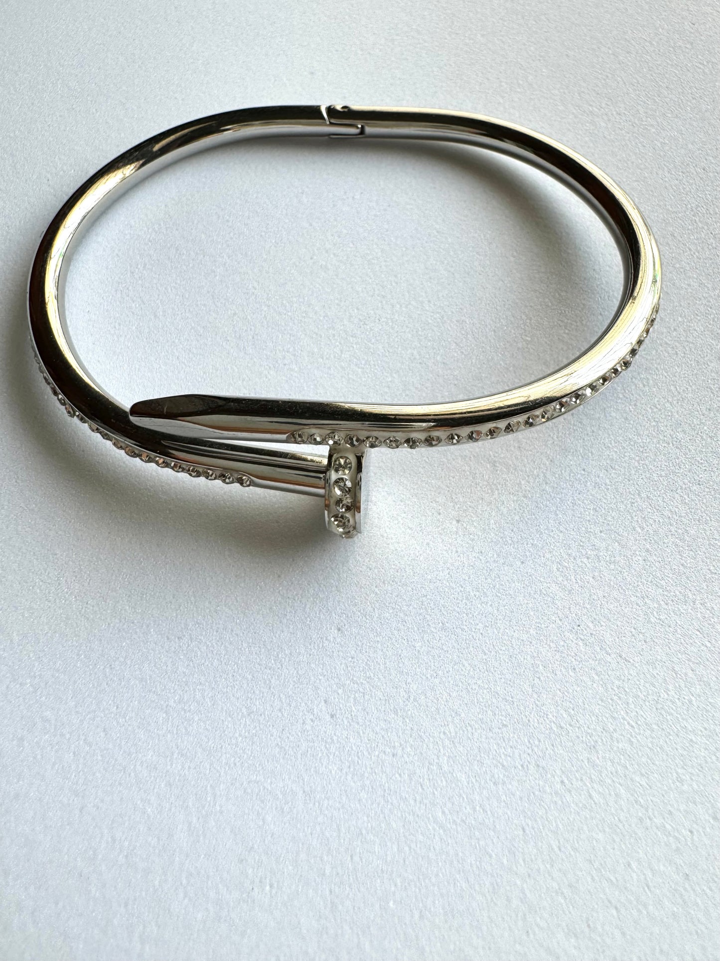 Anti Tarnish AD Silver Nail Bracelet