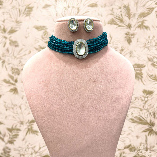 Teal Blue Gulmohar Choker