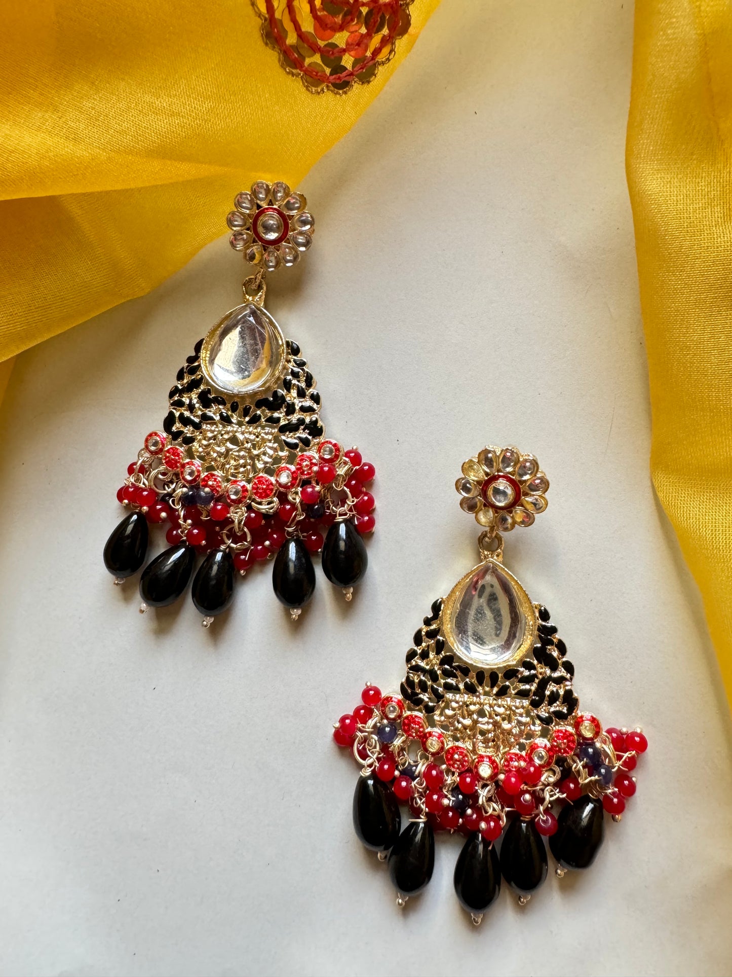 Black Polki Earrings