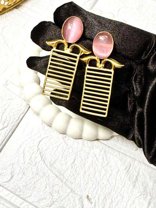 Pink Geometric Statement Earrings