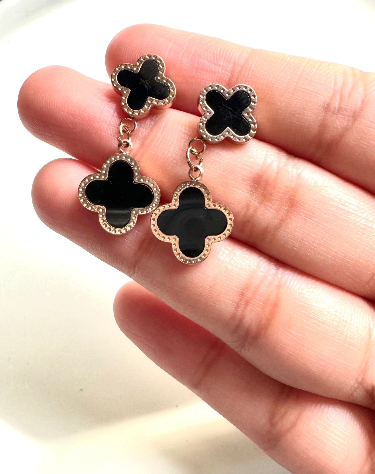 Anti Tarnish Clover Drop Earrings