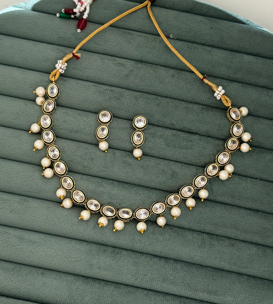 Golden cz pearls Necklace