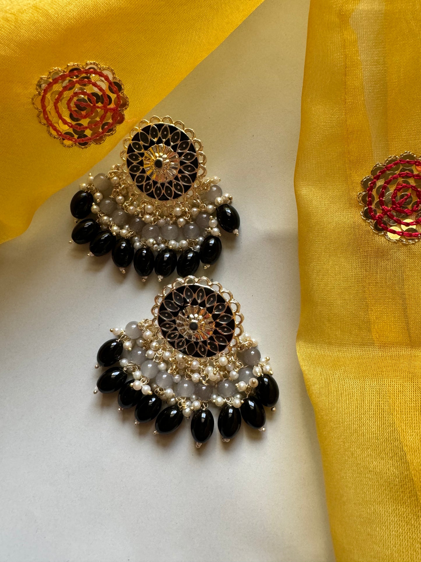 Black Enamelled Earrings