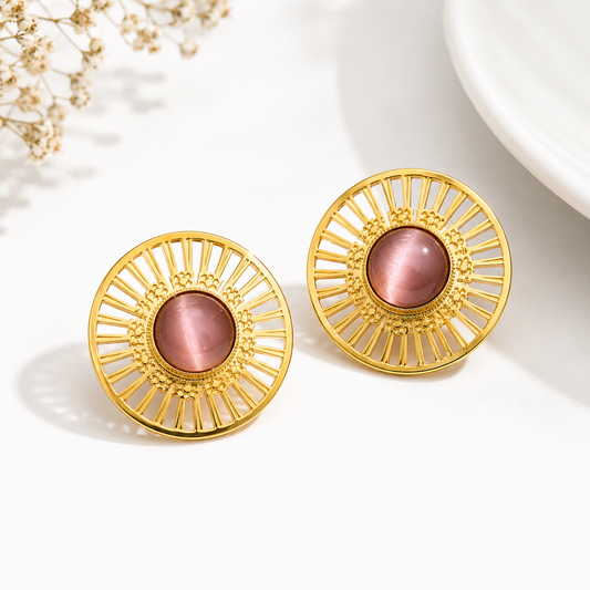 Pink Mandala Statement Studs
