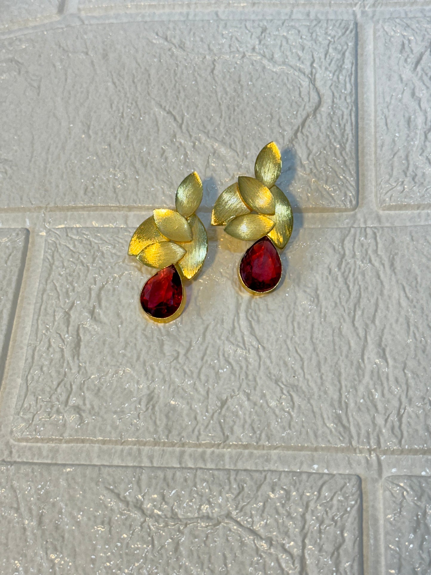 Ruby Leaf Earrings
