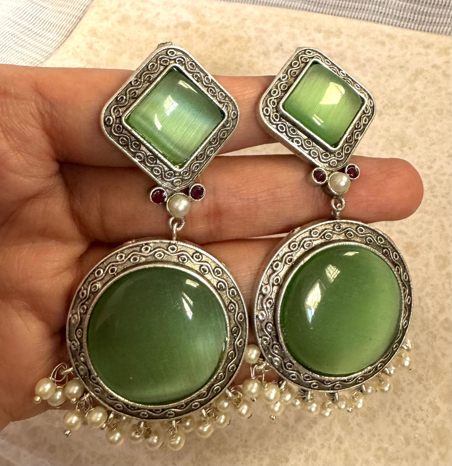 Olive Sitara Earrings