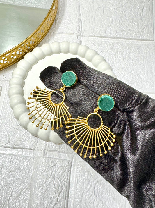 Emerald Druzy Earrings
