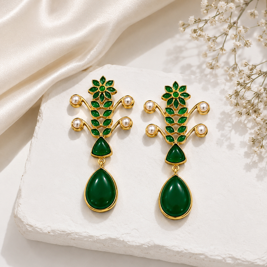 Emerald Nargis Earrings
