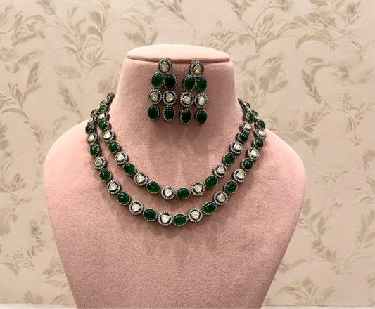 Emerald Layered Amira Necklace