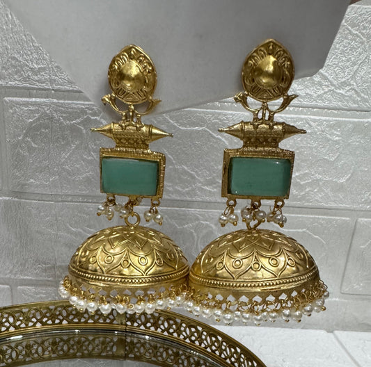 Green Stone Jhumka