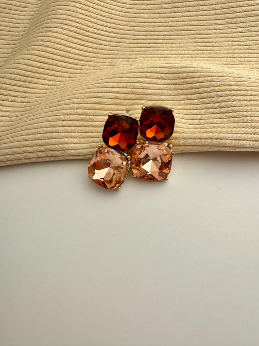 Sunset Duo Cushion Earrings