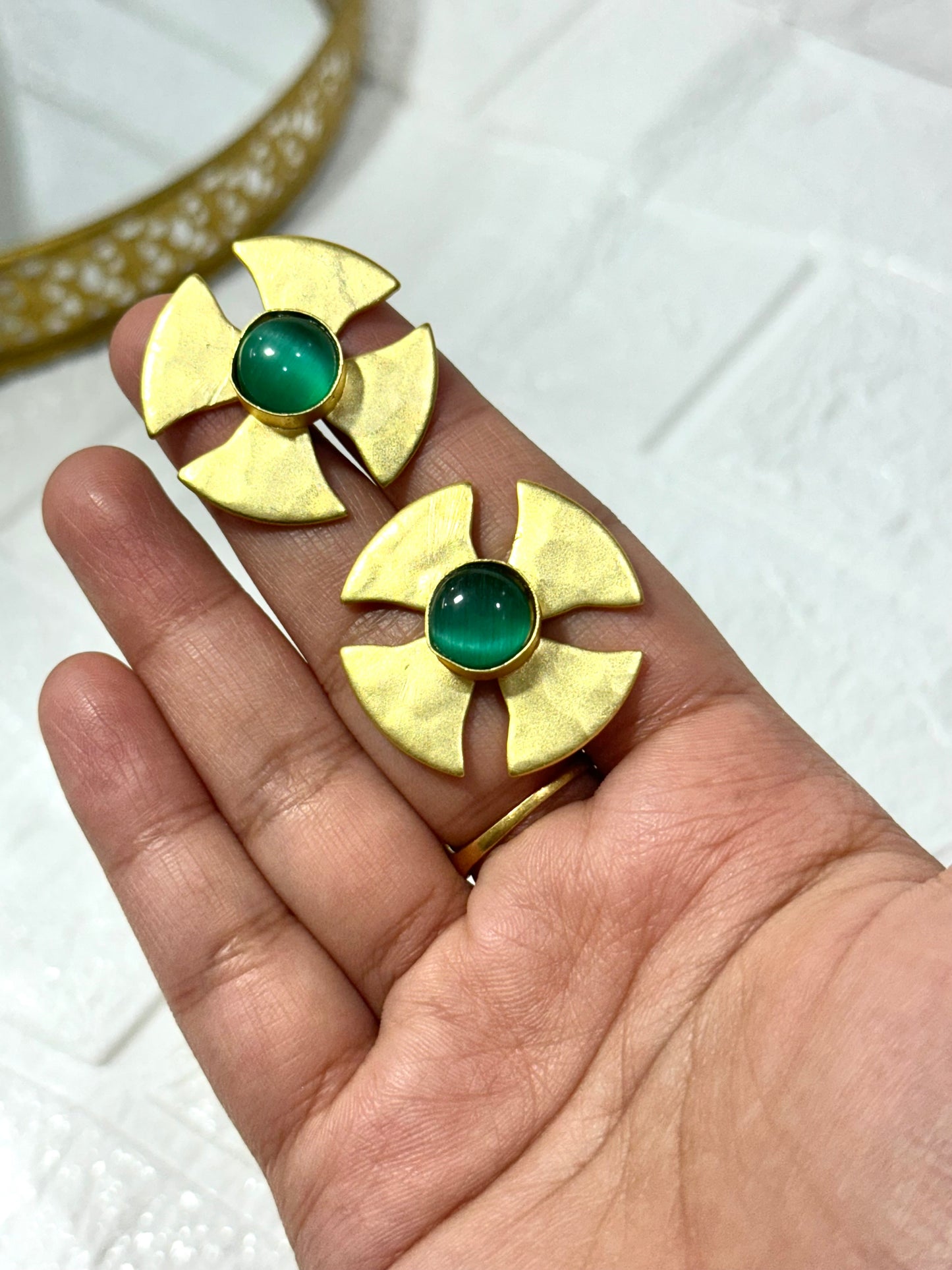 Teal Spinner Earrings
