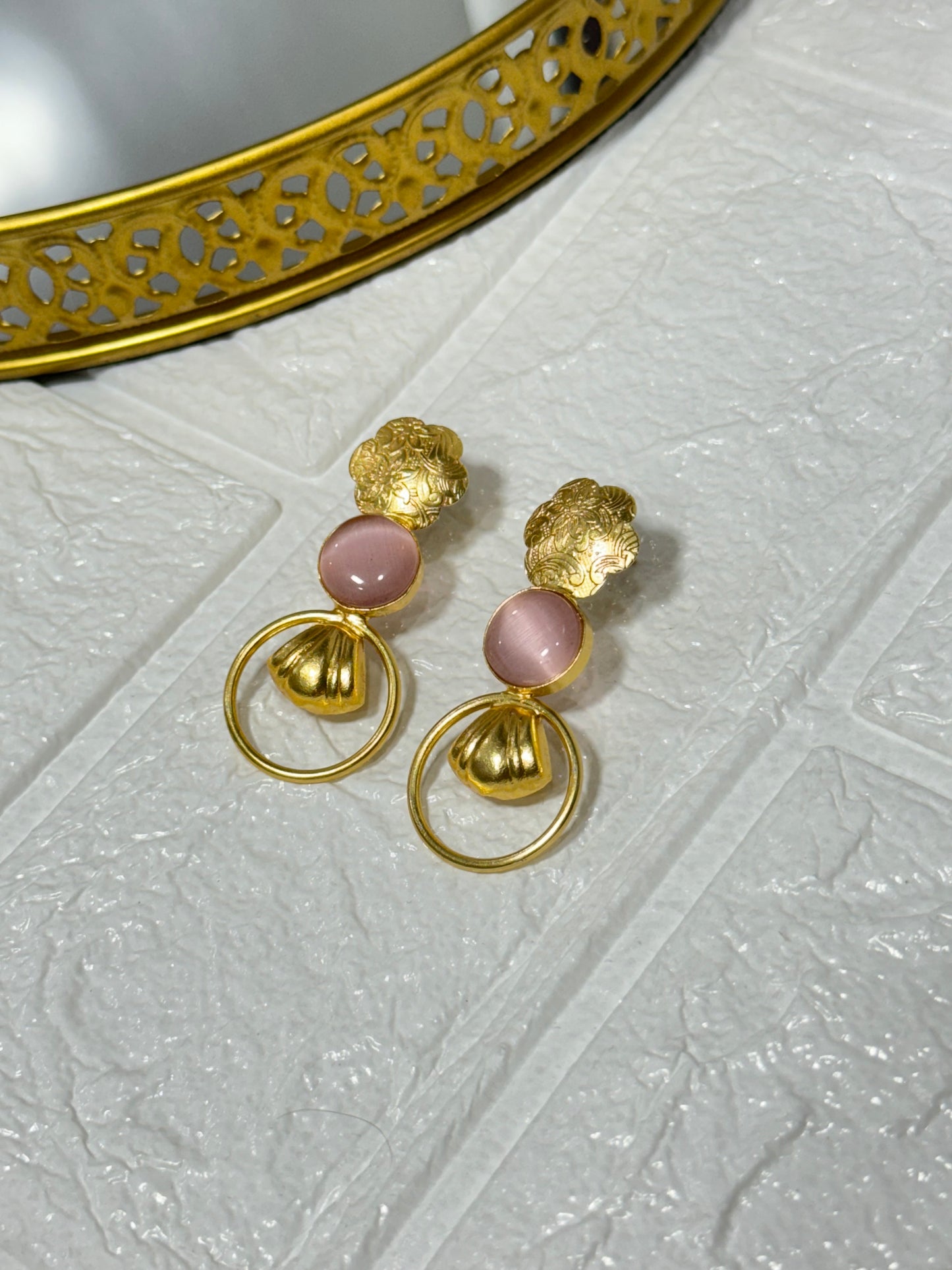 Pink Oyster Earrings