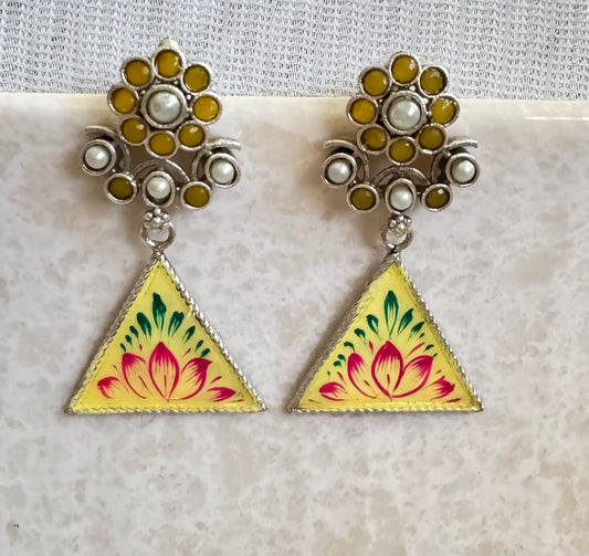 Yellow Meena Earrings