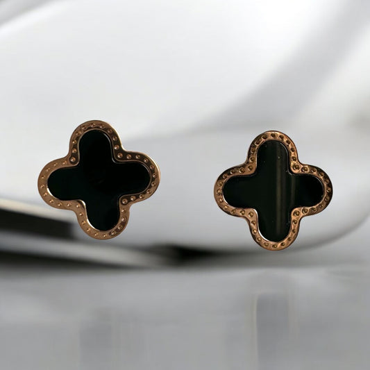 Anti Tarnish Rose Gold Clover Studs