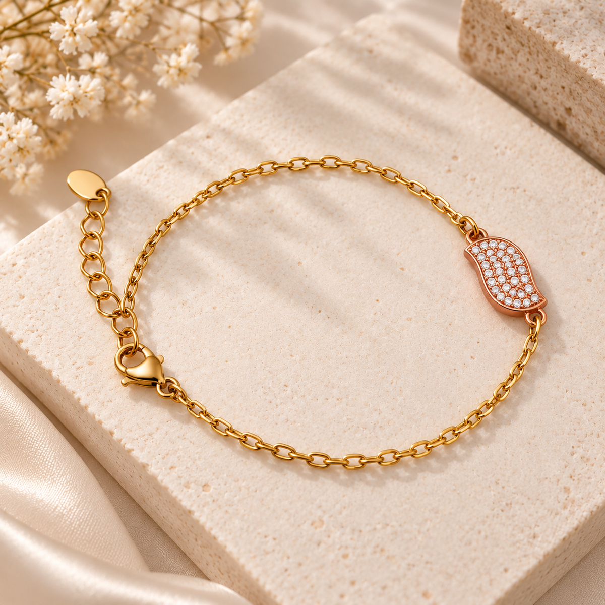Anti Tarnish leaf Loose Bracelet