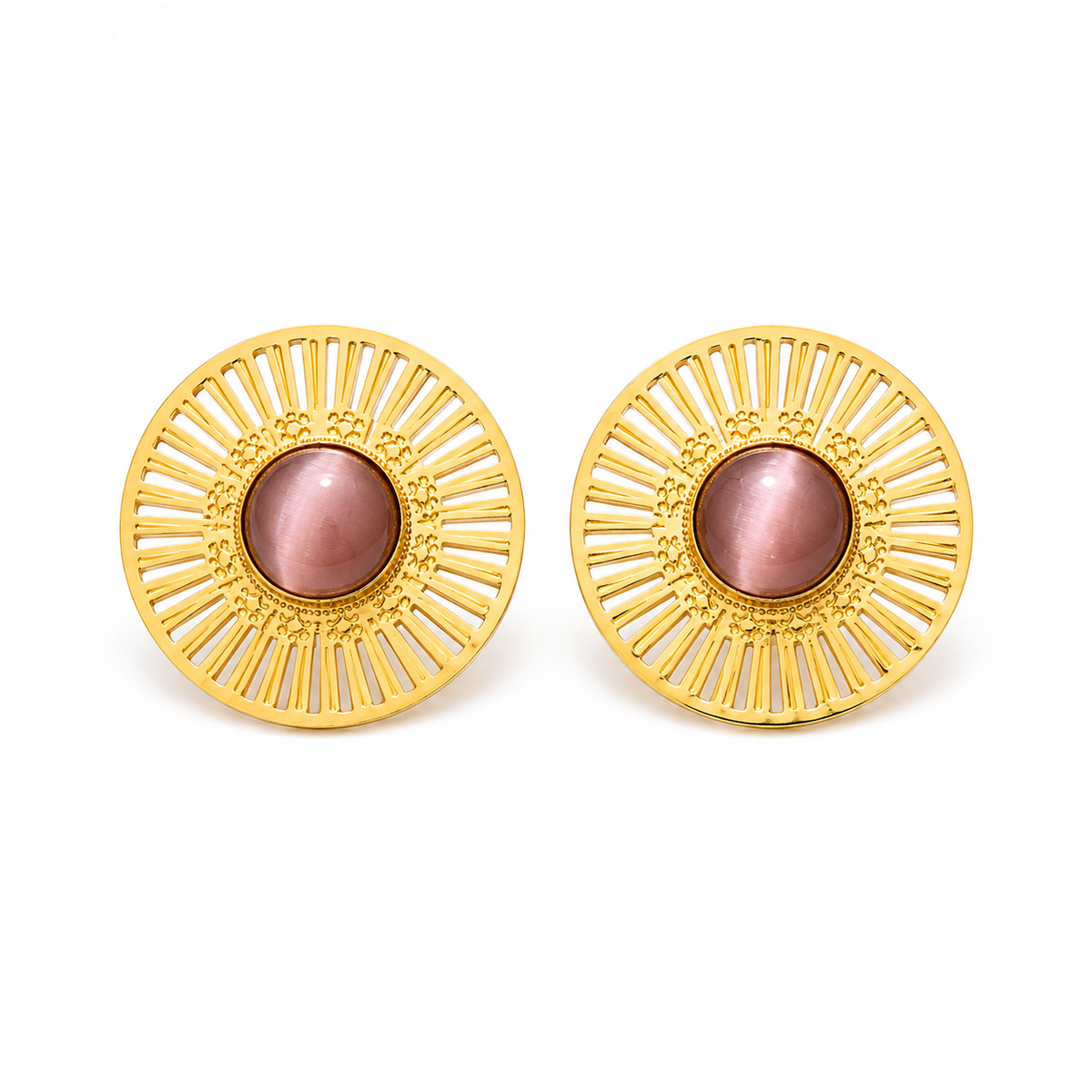 Pink Mandala Statement Studs