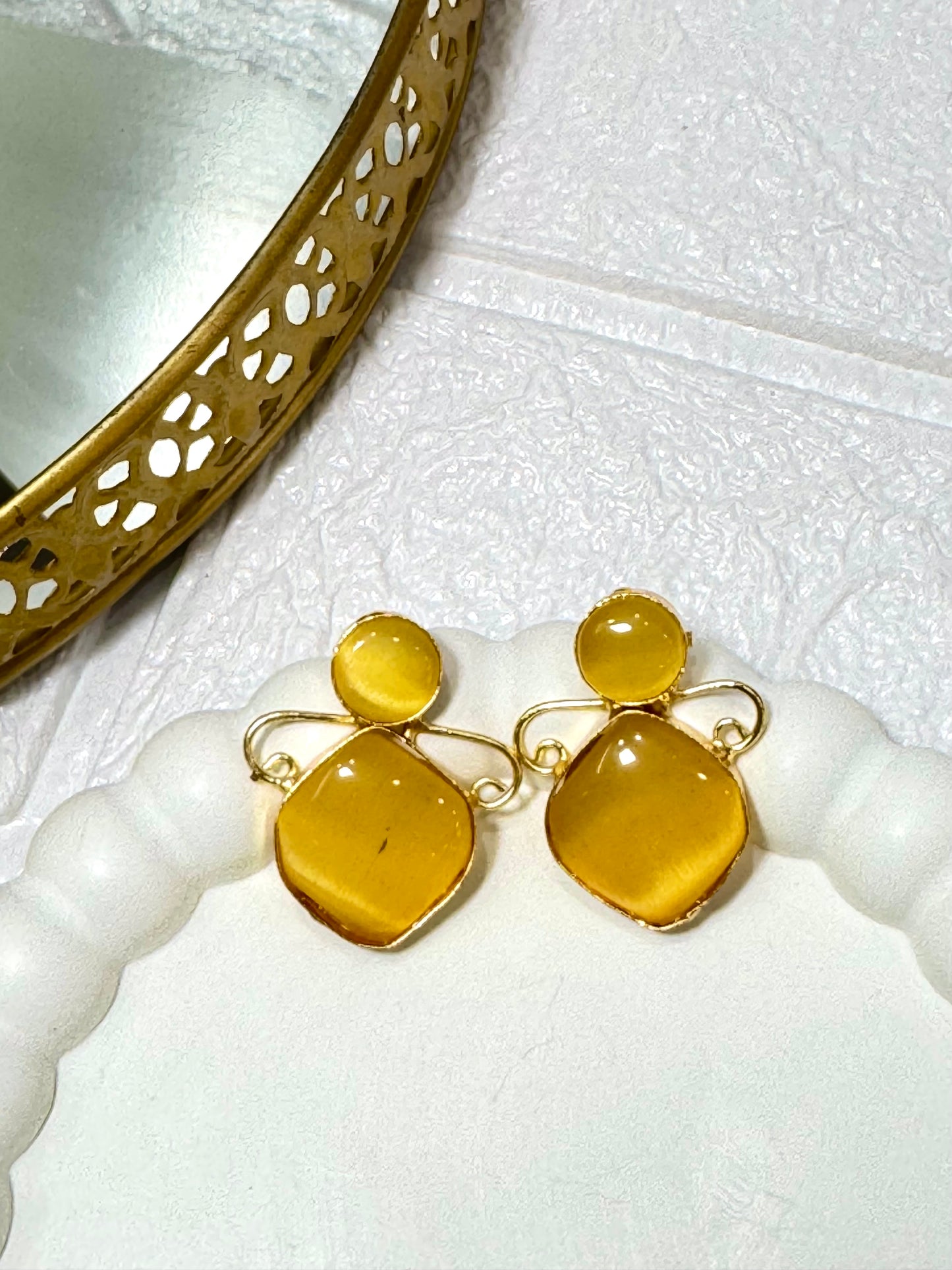 Yellow Charm Studs