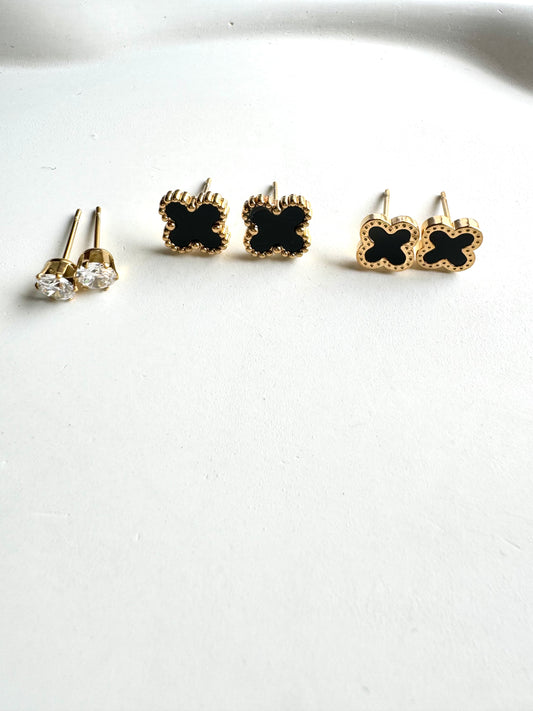 Anti Tarnish  Black Clover Studs Combo