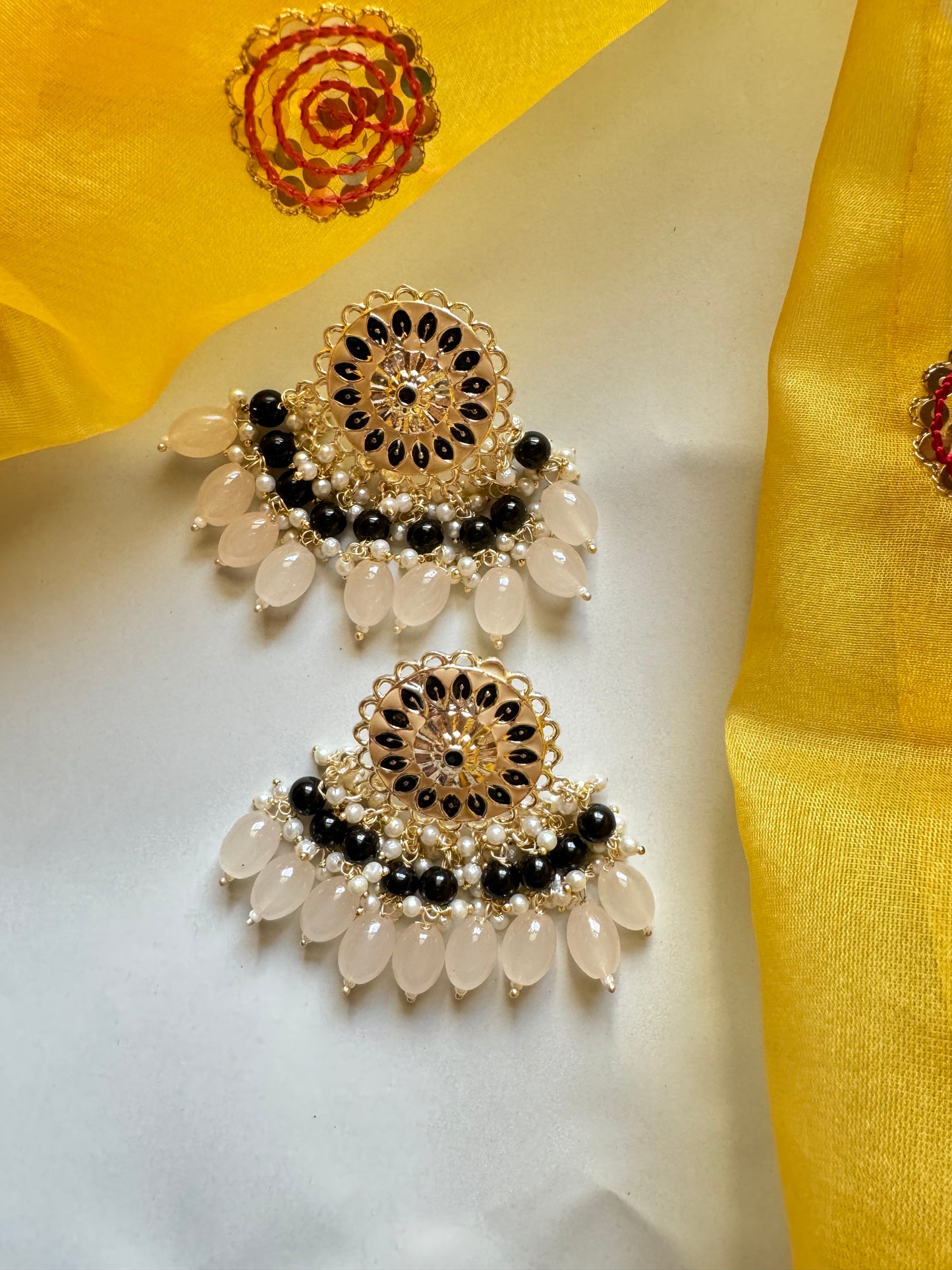 Ivory Enamelled Earrings