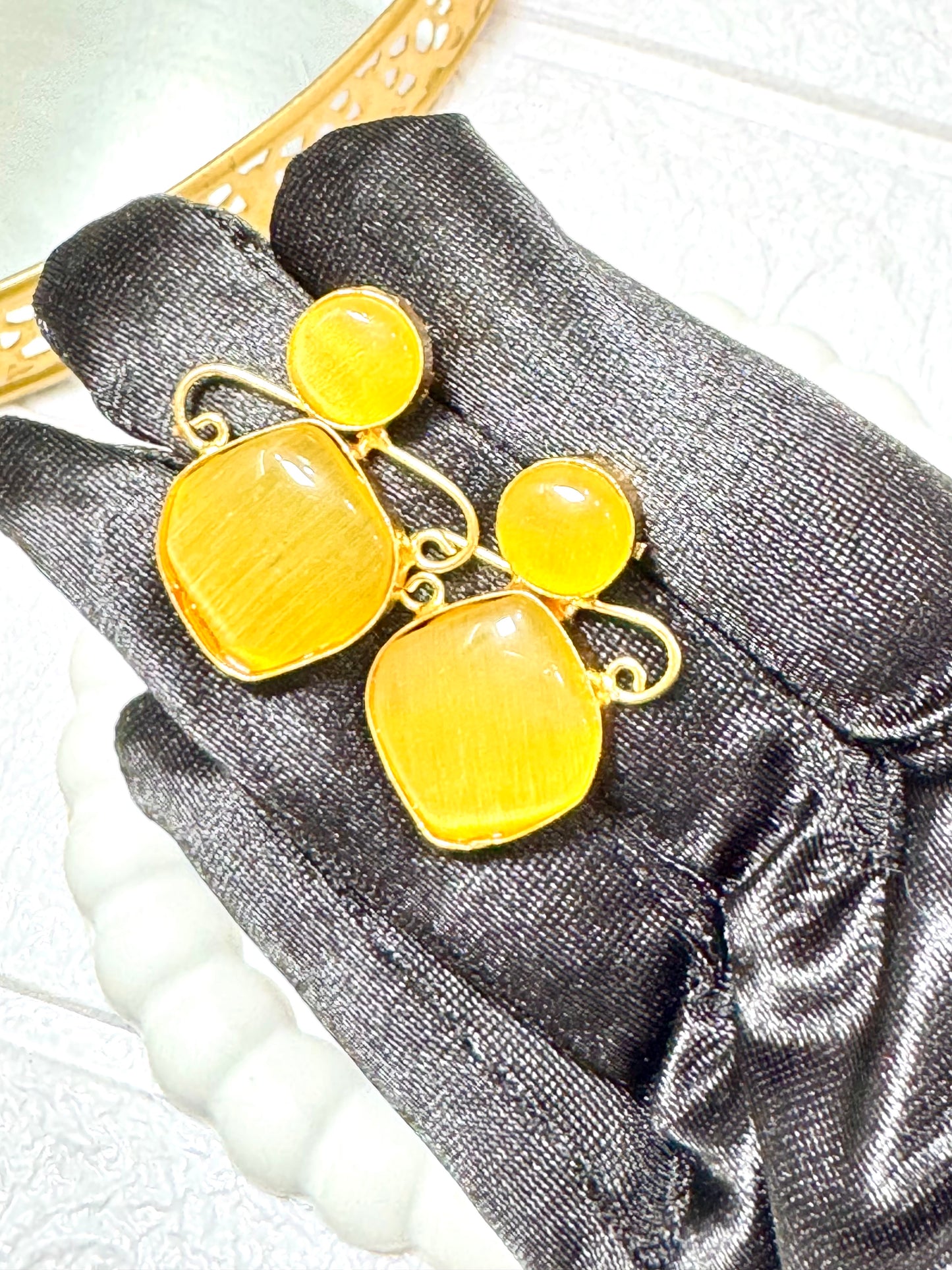Yellow Charm Studs