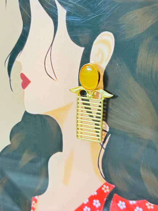 Yellow Geometric Statement Earrings