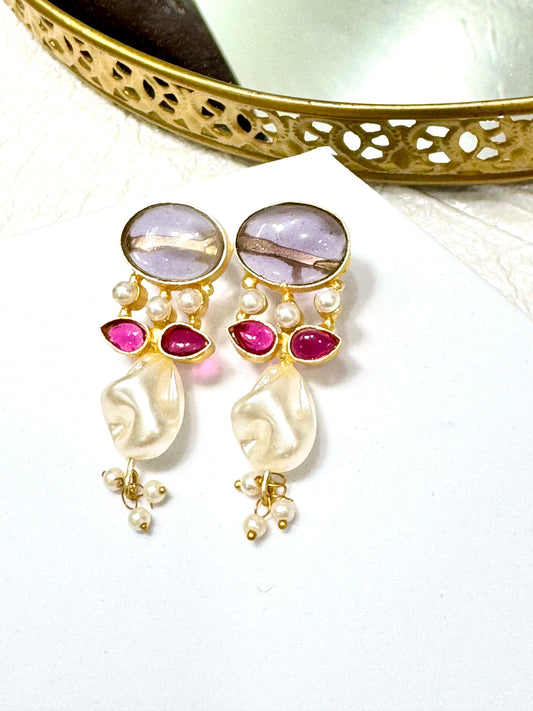 Purple Oval Earrings