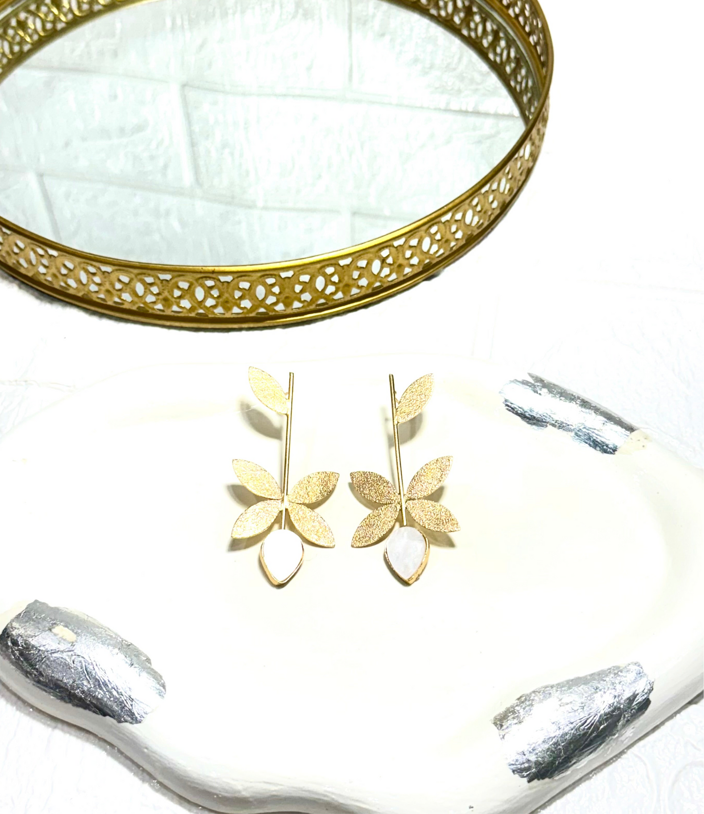 White Roma Earrings