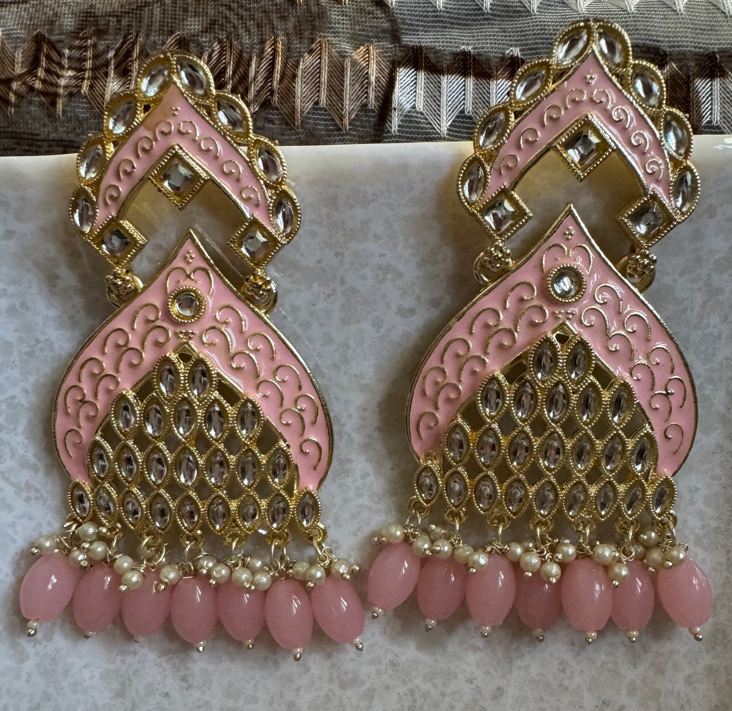 Pink Jharokha Earrings