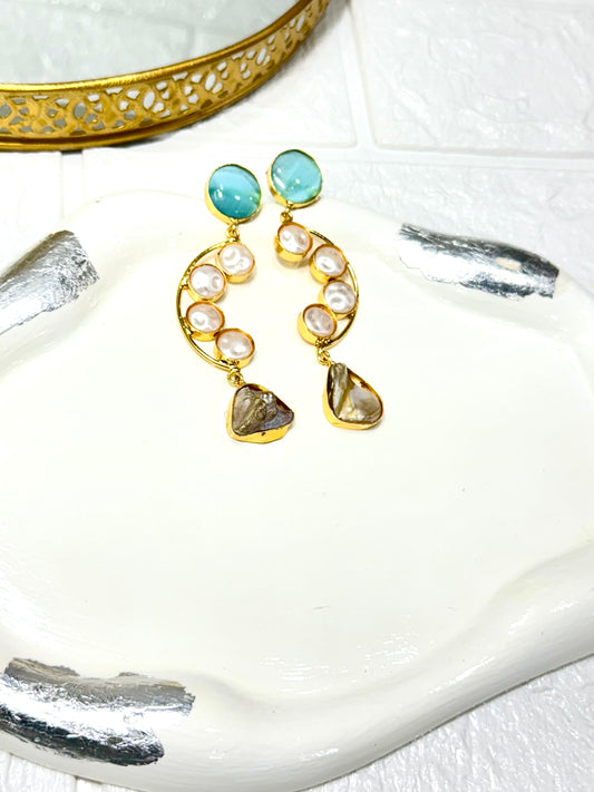 Blue Ornate Earrings