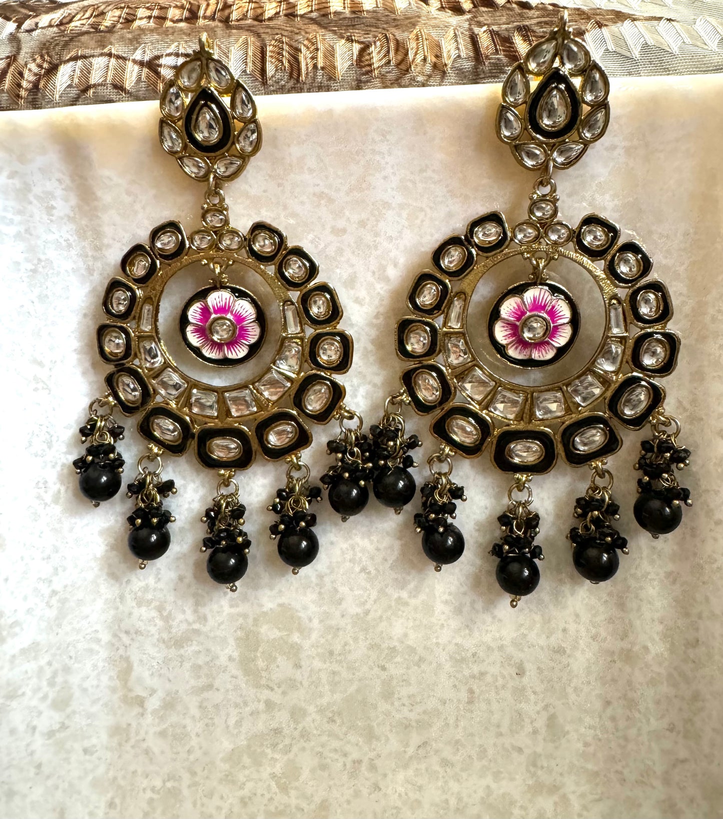 Black Kundan Earrings