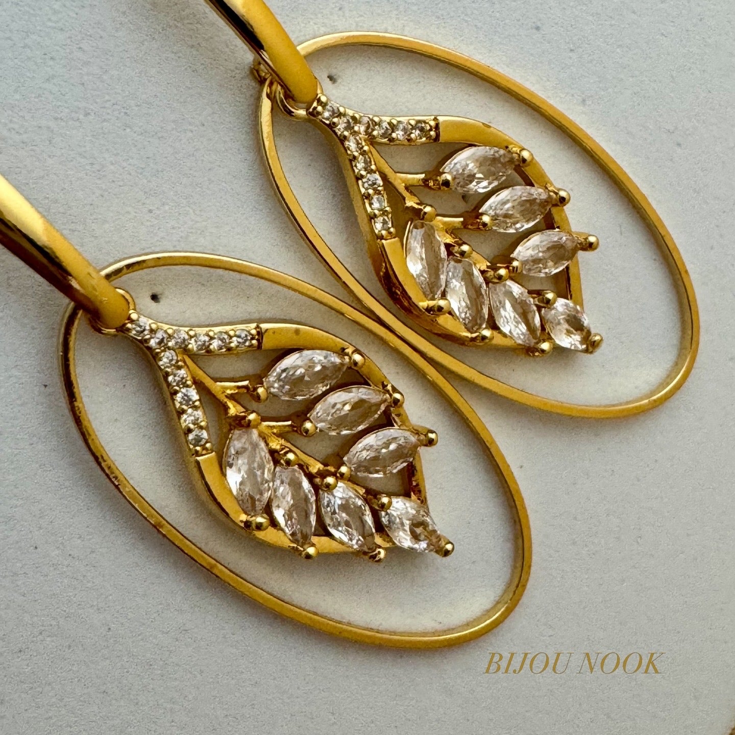 Anti Tarnish Oval Drop Earrings