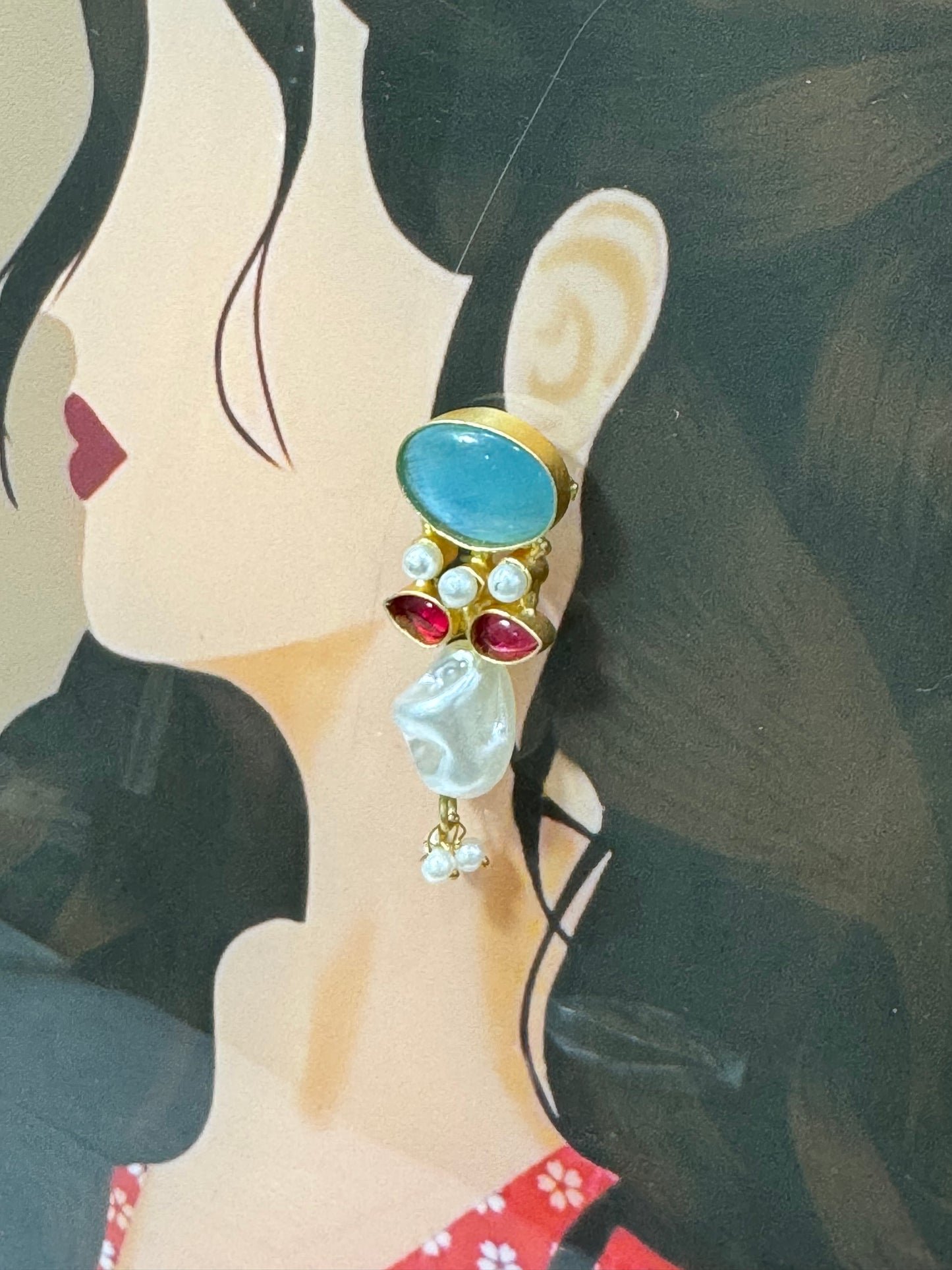 Blue Oval Earrings