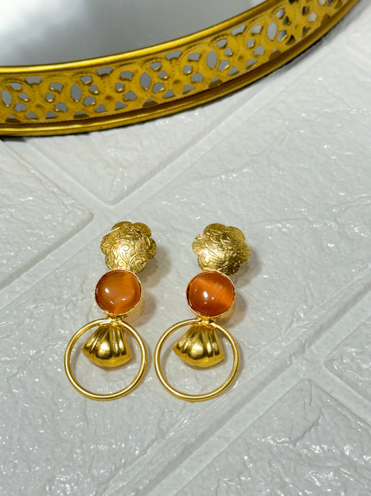 Orange Oyster Earrings