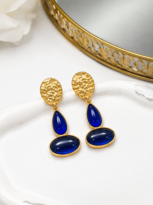 Royal Hammered Disc Drop Earrings