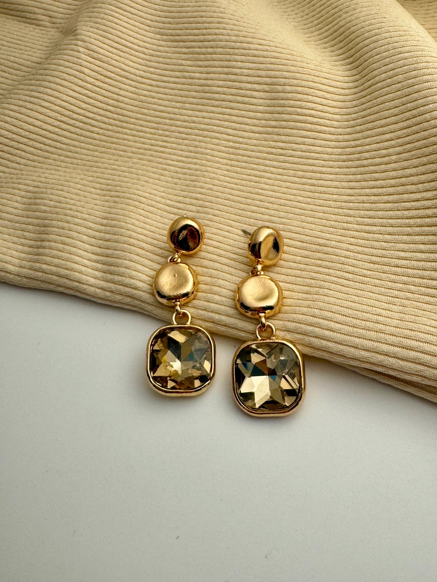 Smoky Stone Gold Earrings
