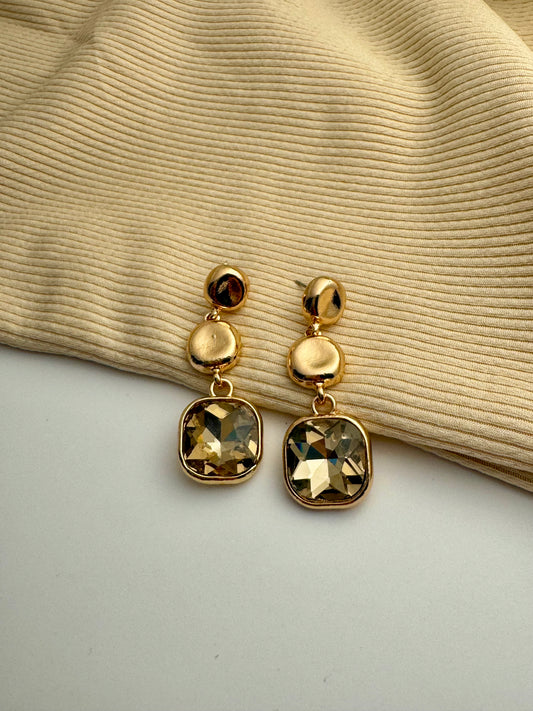 Smoky Stone Gold Earrings