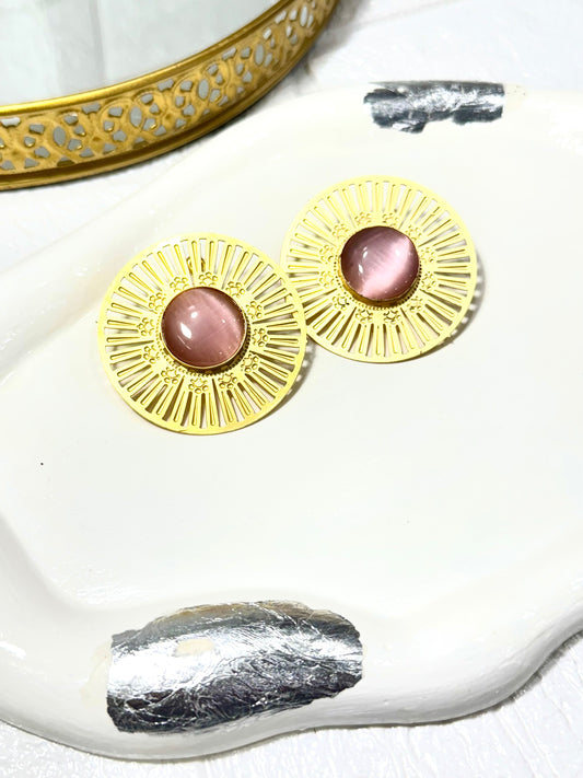 Pink Mandala Statement Studs