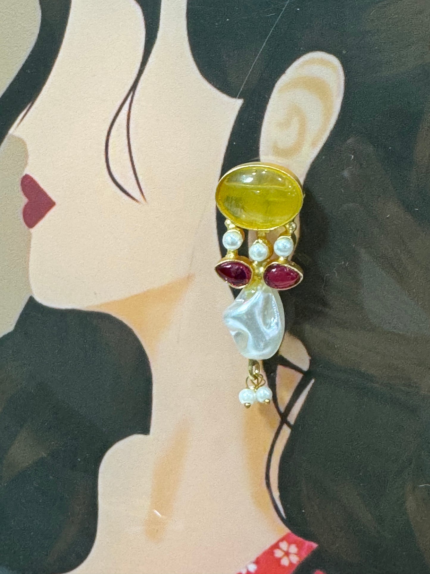 Yellow Oval Earrings