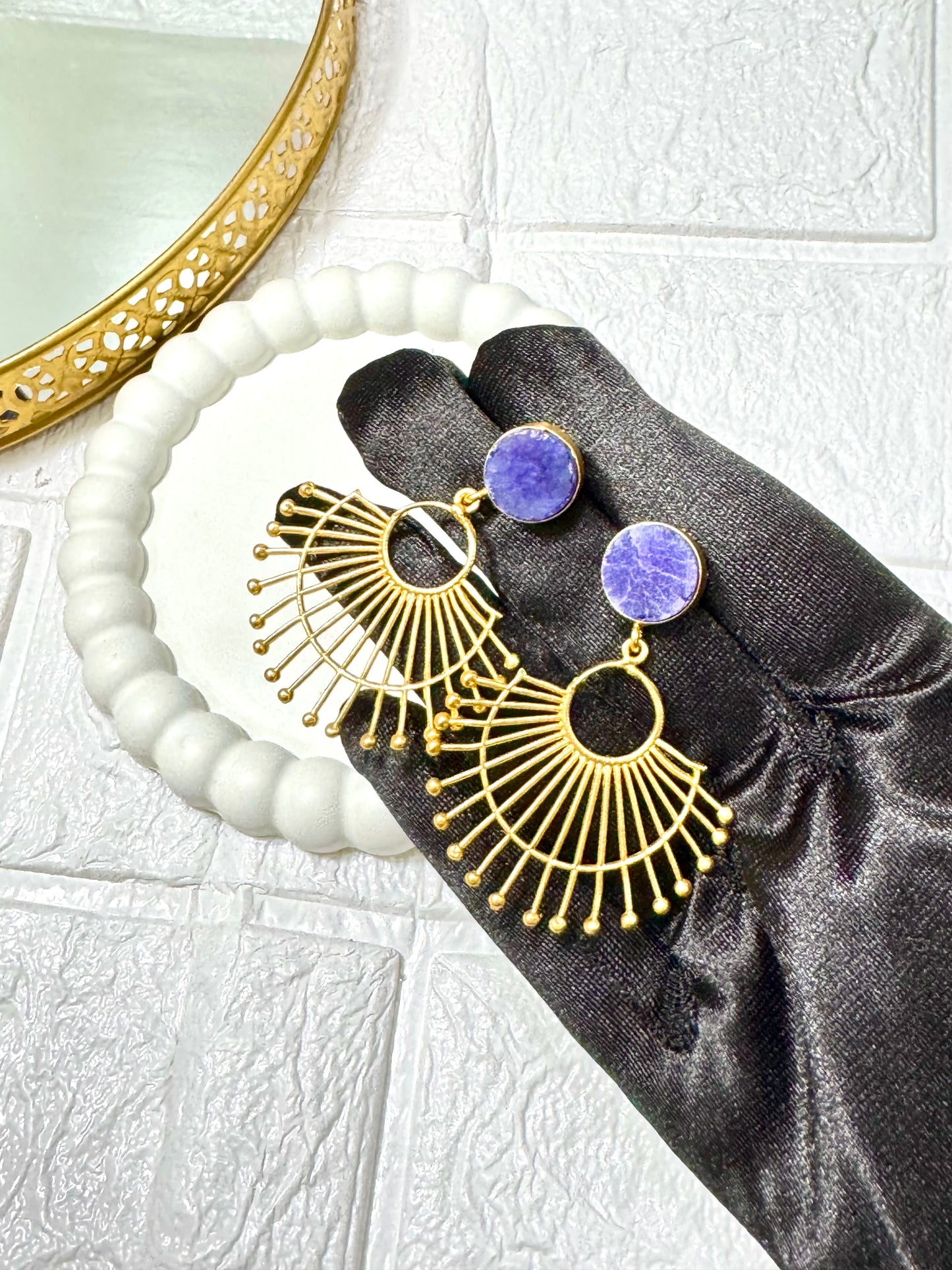 Purple Druzy Earrings
